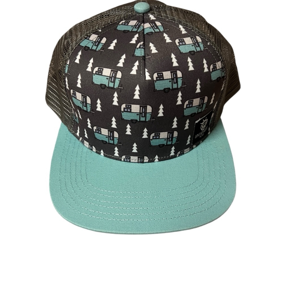 Adventure Camper Themed Unisex Kids Untamable Tots Gray and Teal SnapBack Hat